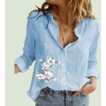Szare Bluzki z nadrukiem damskie do prania ręcznego w stylu casual bawełniane na wiosnę w rozmiarze XL 