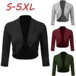 Czarne Swetry bolerka damskie do prania ręcznego z rękawami 3/4 w stylu casual na lato w rozmiarze XL 