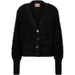 Czarne Swetry oversize damskie do prania w pralce z długimi rękawami eleganckie z wiskozy z dekoltem w serek marki HUGO BOSS BOSS w rozmiarze XS 