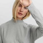 Szare Swetry damskie z długimi rękawami na jesień marki Vero Moda Kate Moss 