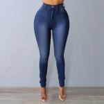 Niebieskie Elastyczne jeansy damskie rurki dżinsowe w rozmiarze XL 