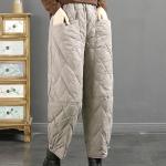 Szare Spodnie dresowe bawełniane damskie do prania ręcznego luźne w rozmiarze XL 