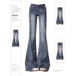 Niebieskie Jeansy biodrówki damskie do prania ręcznego w stylu retro syntetyczne na wiosnę w rozmiarze XL 