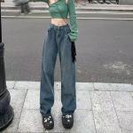 Szare Jeansy Boyfriend damskie do prania ręcznego w stylu casual dżinsowe w rozmiarze XL 