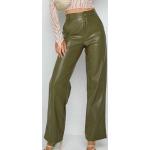 Brązowe Spodnie z wysokim stanem damskie gładkie w stylu retro ze skóry syntetycznej w rozmiarze XL 