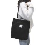Czarne Shopper bags damskie wielokrotnego użytku w stylu casual sztruksowe 