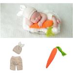 Czapki dziecięce dla niemowląt szydełkowe z motywem królików bawełniane - wiek: 0-6 miesięcy 