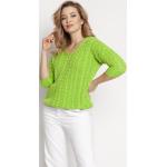 Zielone Swetry z warkoczami damskie marki MKM w rozmiarze L 