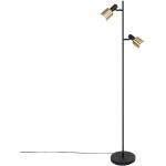 Designerska lampa podłogowa czarna ze złotym 2-światłem - Stijn