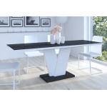 designerski stół rozkładany niko w połysku z czarnym blatem i białą nogą