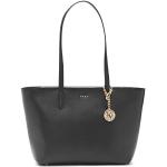 Czarne Shopper bags damskie w paski marki DKNY | Donna Karan 