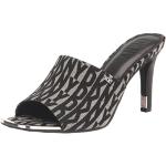 Czarne Sandały na wysokim obcasie damskie - rodzaj noska: Kwadratowy na lato marki DKNY | Donna Karan w rozmiarze 36,5 - wysokość obcasa od 3cm do 5cm 