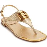 Złote Sandały skórzane damskie eleganckie na lato marki DKNY | Donna Karan w rozmiarze 40 