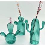 Niebieskie Wazony szklane z motywem kaktusów gładkie szklane 