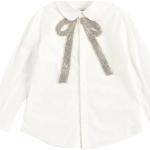 Białe Koszule dziecięce z długim rękawem dla dziewczynek z cekinami eleganckie marki LANVIN 