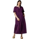 Fioletowe Długie sukienki damskie z krótkimi rękawami z popeliny z dekoltem w serek maxi marki Marina Rinaldi w rozmiarze L 