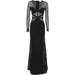 Czarne Sukienki z długim rękawem damskie z długimi rękawami haftowane tiulowe na wiosnę marki Elisabetta Franchi w rozmiarze S 