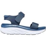 Niebieskie Sandały płaskie damskie z tkaniny na lato marki Skechers w rozmiarze 41 