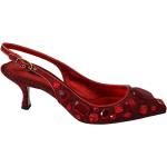 Dolce & Gabbana, Kryształowe Christmas buty bez pięty Czerwony, female,
