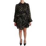 Dolce & Gabbana, Lurex Polka Dots Flared Sukienka Czarny, female,