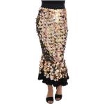 Dolce & Gabbana, Sequined Peplum High Waist Skirt Czarny, female,
