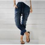 Błękitne Elastyczne jeansy damskie do prania ręcznego luźne dżinsowe na zimę w rozmiarze XL 