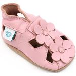 Różowe Sandały skórzane dla niemowląt z motywem kwiatów z zamszu na lato w rozmiarze 19 