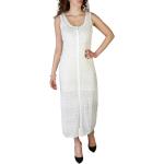 Białe Długie sukienki damskie do prania w pralce gładkie dżinsowe z okrągłym dekoltem maxi na wiosnę marki Pepe Jeans w rozmiarze L 