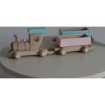 Wielokolorowe Zabawki drewniane z motywem pociągów drewniane 