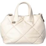 Przecenione Białe Duże torebki damskie pikowane eleganckie marki Unisa 