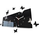 Duży, nowoczesny zegar ścienny motyl czarny format