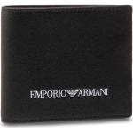 Czarne Portfele męskie z gładkiej skóry marki Emporio Armani 