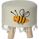 Beżowe Krzesełka do karmienia z motywem pszczół z motywem drewniane marki ELIOR 