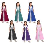 Fioletowe Sukienki dziecięce z krótkim rękawkiem dla dziewczynek w stylu retro 