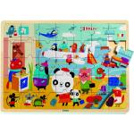 Przecenione Wielokolorowe Puzzle drewniane z motywem drewniane marki Djeco o tematyce samolotów i lotnisk 