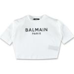 Białe Koszulki dziecięce gładkie dla dziewczynek z ćwiekami gładkie marki BALMAIN 
