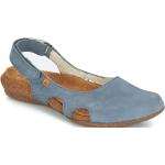 Przecenione Niebieskie Sandały skórzane damskie na lato marki El Naturalista Wakataua w rozmiarze 42 - wysokość obcasa do 3cm 