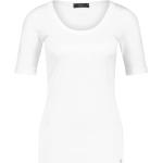 Białe Bluzki damskie z krótkimi rękawami eleganckie z dżerseju marki Marc Cain w rozmiarze XL 