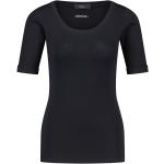 Czarne Bluzki damskie z krótkimi rękawami eleganckie z dżerseju marki Marc Cain w rozmiarze XL 