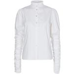 Białe Bluzki koszulowe z falbankami z długimi rękawami eleganckie z popeliny w rozmiarze XL 