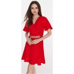 Czerwone Sukienki wizytowe damskie z krótkimi rękawami mini marki Taranko w rozmiarze XXS 