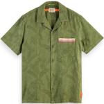 Zielone Koszule eleganckie męskie z krótkimi rękawami haftowane eleganckie marki Scotch & Soda w rozmiarze L 