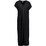 Czarne Sukienki wizytowe damskie z krótkimi rękawami z dekoltem w serek maxi w rozmiarze XL 