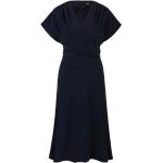 Niebieskie Sukienki wizytowe damskie satynowe z dekoltem w serek marki HUGO BOSS BOSS w rozmiarze XL 