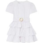 Białe Sukienki dziecięce z krótkim rękawkiem dla dziewczynek eleganckie marki Liu Jo 