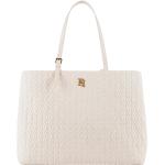 Beżowe Shopper bags damskie pikowane eleganckie ze skóry syntetycznej marki Elisabetta Franchi 