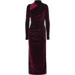 Fioletowe Długie sukienki damskie z długimi rękawami z dekoltem typu półgolf maxi na zimę marki Kocca w rozmiarze L 