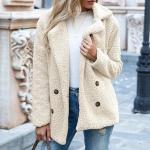 Khaki Płaszcze zimowe damskie gładkie eleganckie w rozmiarze XL 