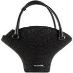 Czarne Shopper bags słomiane marki Balenciaga 