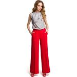 Czerwone Eleganckie spodnie damskie z elastanu marki MOE w rozmiarze XL 